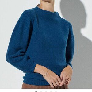 The Reset R Label Sweater Large Blue Funnel Neck Wool Cashmere